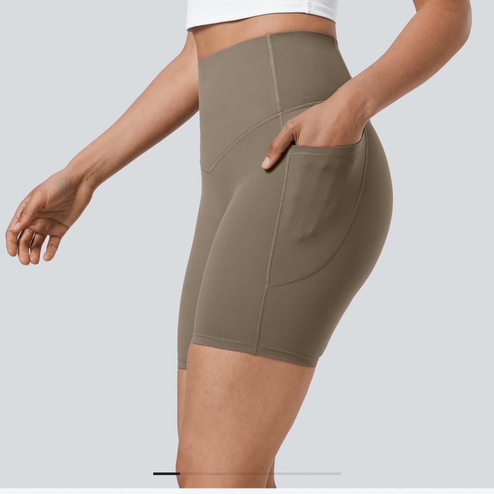 NWOT Halara tan biker shorts - Picture 6 of 11